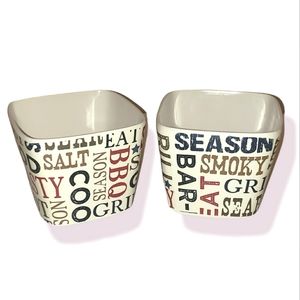 TarHong BBQ Theme Deep Square Ramekin Condiment Cup Set of 2 NWOT